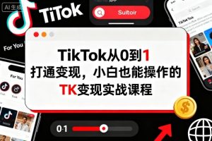 TikTok从0到1打通变现，小白也能操作的TK变现实战课程-吾爱副业网