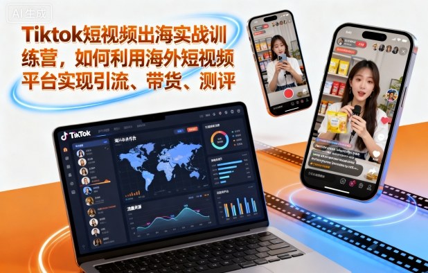 久爱副业网,网赚项目,网赚论坛博客网分享Tiktok短视频出海实战训练营，如何利用海外短视频平台实现引流、带货、测评
