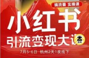 小红书引流变现7月线下大课，一次性讲透小红书笔记、矩阵、投放、引流、转化的全流程SOP-吾爱副业网