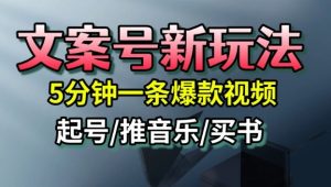 文案号新玩法，5分钟一条爆款视频，流量高，起号快，多方位变现-吾爱副业网
