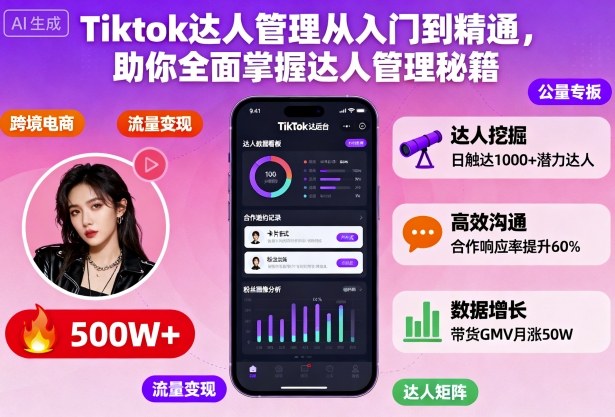 久爱副业网,网赚项目,网赚论坛博客网分享Tiktok达人管理从入门到精通,助你全面掌握达人管理秘籍