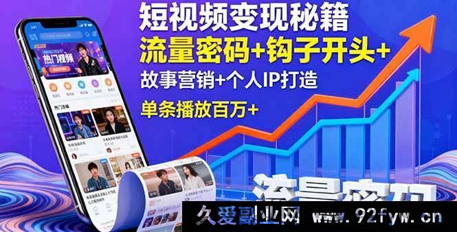 图片[1]-（16079期）短视频变现实战攻略：流量引爆技巧+黄金开场设计+叙事营销+个人品牌塑造，单视频播放破百万-吾爱副业网