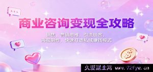 商业顾问变现秘籍：销售成交技巧+营销逻辑拆解，获客引流锁客+海报设计教程，教你快速搭建私域盈利体系-吾爱副业网