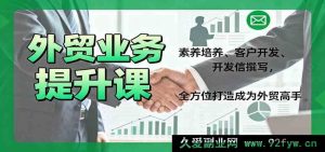 外贸人核心能力进阶实战教程：外贸实战技能+精准拓客技巧+高效邮件模板，助力业绩倍增从小白到外贸精英速成指南-吾爱副业网