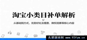 淘宝小类目补单攻略：基础入门到实操方法，优势价值及稽查原理、降权规避关键要点-吾爱副业网