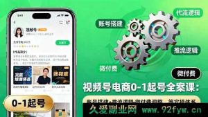 （16262期）视频号电商从0到1新手入门实战教程：账号运营+流量逻辑+付费投放，等落地方法-吾爱副业网
