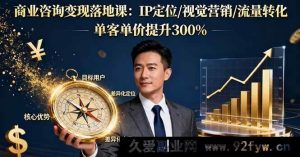 （16249期）商业变现实战课：精准IP打造/视觉引流/转化策略，客单价暴涨300%-吾爱副业网