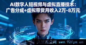 （16148期）AI数字人短视频及虚拟直播技术揭秘：广告分成结合虚拟带货月入两万至八万-吾爱副业网