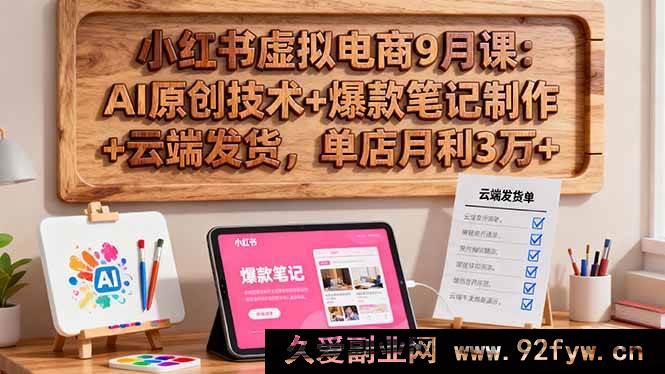 图片[1]-（16287期）小红书虚拟电商9月实战课：AI原创秘籍+爆款笔记打造+云端发货技巧，单店月赚3万+新攻略-吾爱副业网