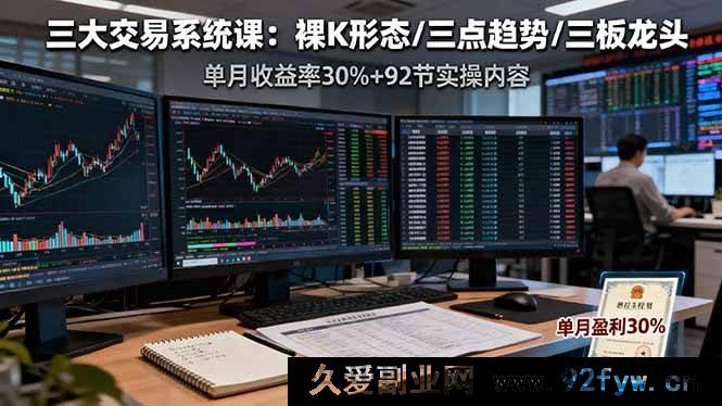 图片[1]-16269期：三大交易系统课，裸K形态、三点趋势、三板体系助你单月收益率超30%，内含92节实操内容-吾爱副业网