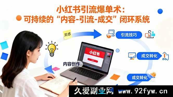 图片[1]-16362期：小红书低成本持续引流爆单秘籍：打造“内容-引流-成交”高效闭环-吾爱副业网