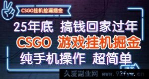 (16343期)25 年末轻松搞钱迎新年,CSGO 挂机掘金新招,手机纯享简易操作-吾爱副业网