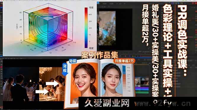 图片[1]-16336期PR调色秘籍：色彩理论+工具实操+婚礼医美30+案例，月入超2万不是梦-吾爱副业网