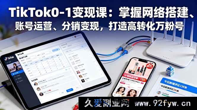 图片[1]-（16334期）TikTok从0到1变现秘籍：精通网络搭建、账号运营及分销变现，塑造高转化万粉账号-吾爱副业网